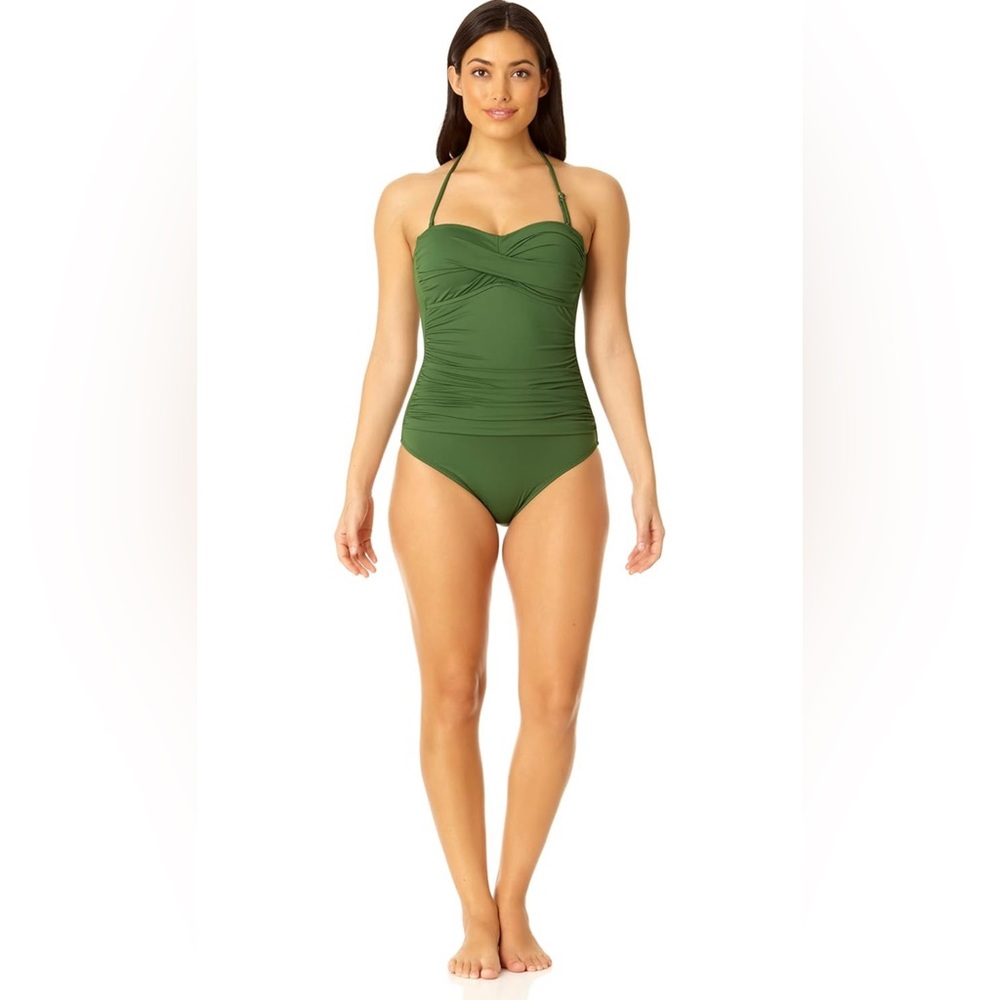 NWT Anne Cole Standard Twist Front Shirred One Piece Swimsuit Size 8